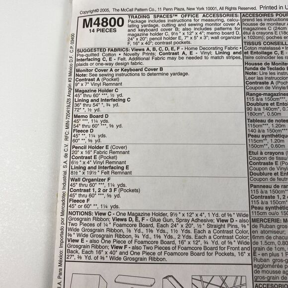 McCalls Pattern M4799 Trading Spaces Bedroom Accessories Uncut FF y2k TLC 2005 - Picture 8 of 10